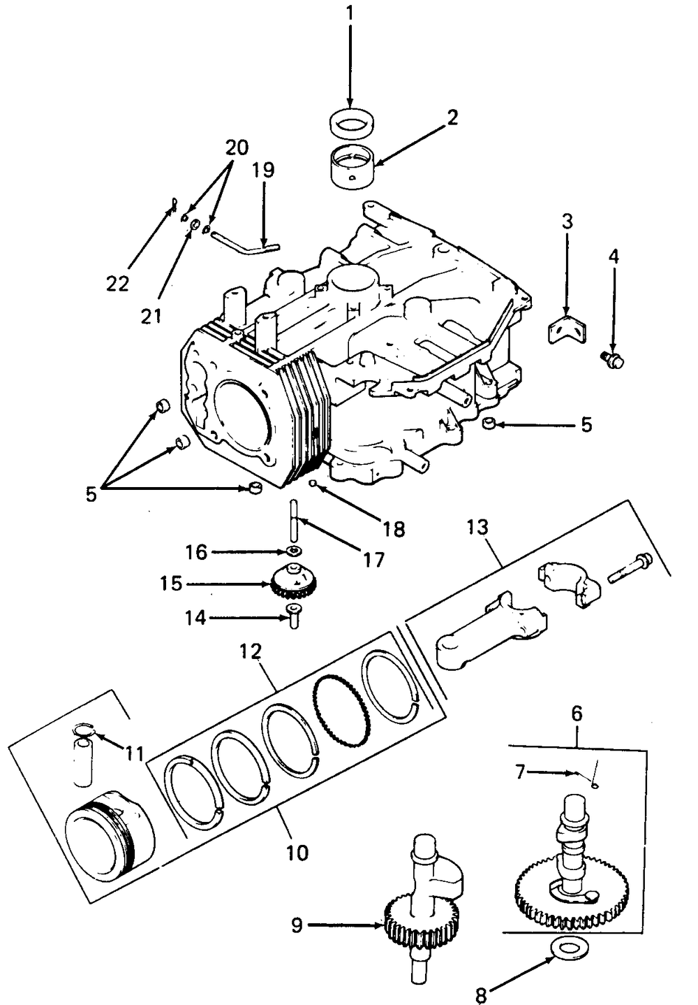 Crankcase Diagram and Parts List for 1320 147008-207400-130232100-131232F100-139232100 Cub Cadet Lawn Tractor